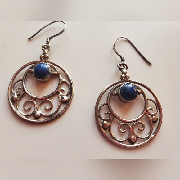 Sterling silver and blue lapis earnings. - Picture 3 of 3